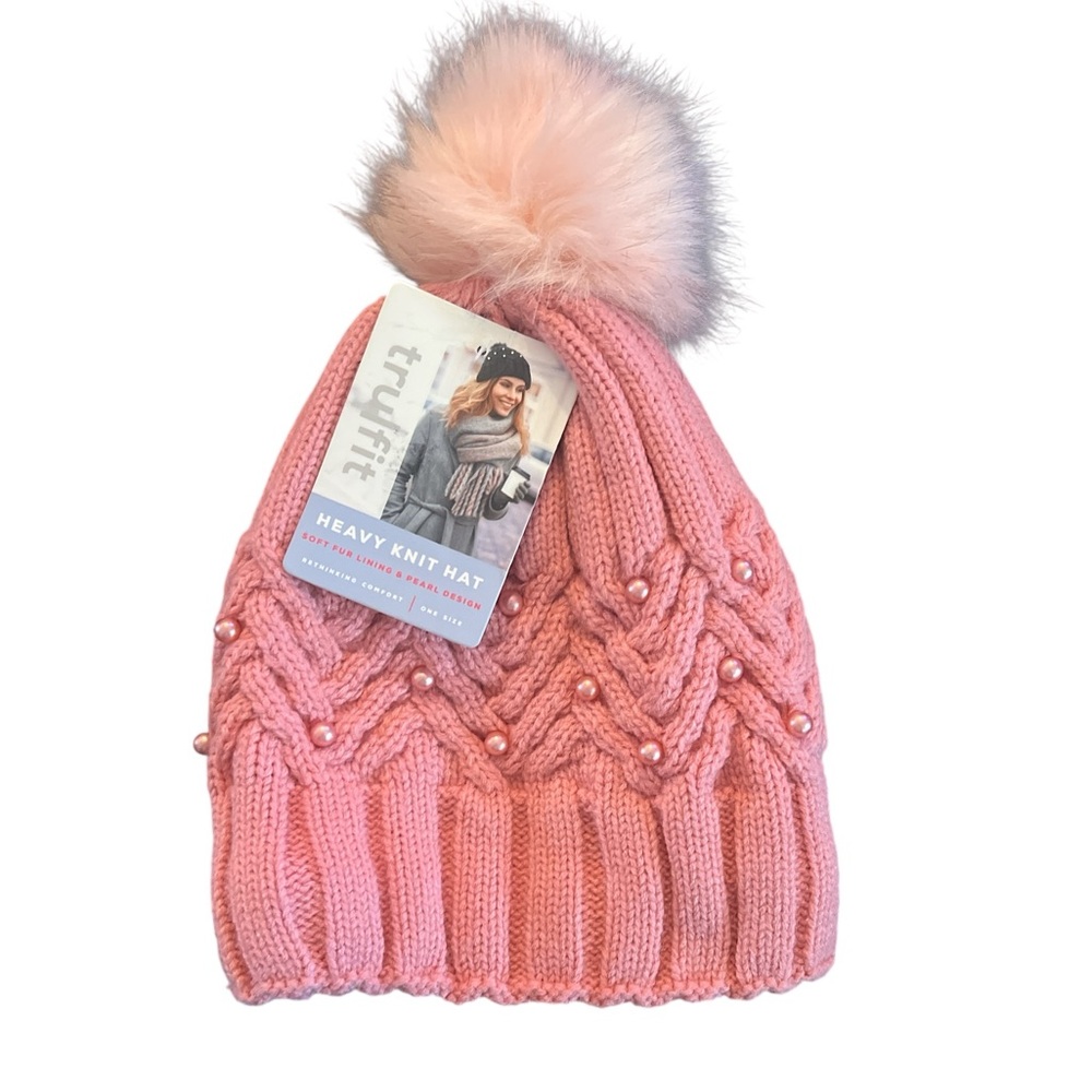 Trukfit Pink Knit Hat with Pom Pom
